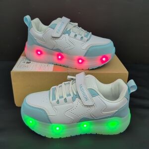 Kids Roller Skate Sneaker LED Light Up Four Wheel Shoes EUR 37 Mint Blue